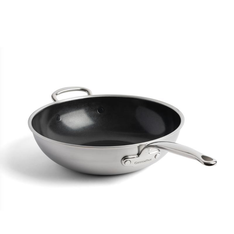 GreenPan Premiere 3PLY 30 cm Wok Tava | Thermolon™ Seramik Yüzey | PFAS İçermez | 3 Katmanlı Paslanmaz Çelik | İndüksiyon Uyumlu | 220°C Fırın Dayanımı
