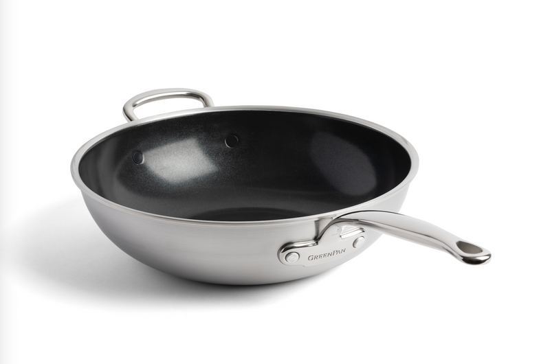 GreenPan Premiere 3PLY 30 cm Wok Tava | Thermolon™ Seramik Yüzey | PFAS İçermez | 3 Katmanlı Paslanmaz Çelik | İndüksiyon Uyumlu | 220°C Fırın Dayanımı
