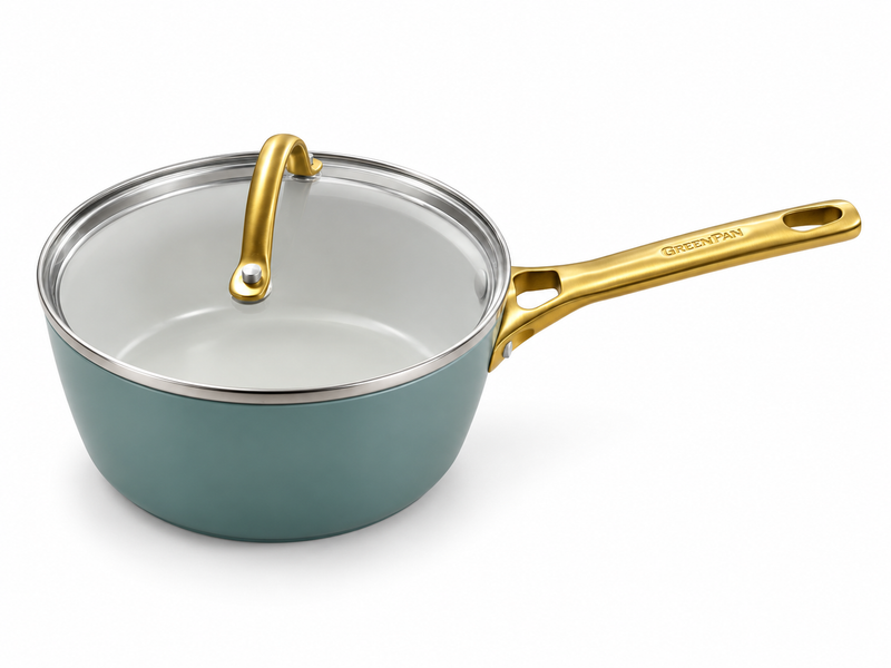 Greenpan Padova Reserve Sky Blue 18 cm Kapaklı Sos Tenceresi Thermolon™ Seramik Yüzey | PFAS, PFOA ve PTFE İçermez | İndüksiyon Uyumlu |