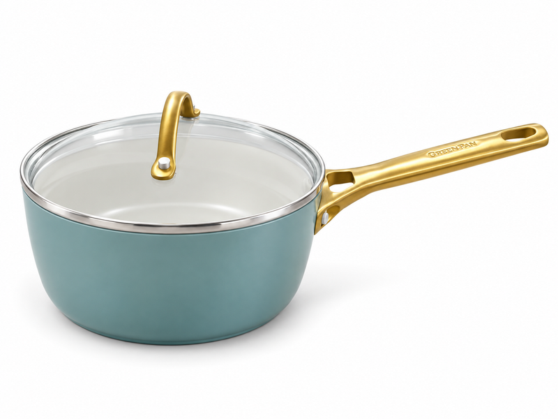 Greenpan Padova Reserve Sky Blue 18 cm Kapaklı Sos Tenceresi Thermolon™ Seramik Yüzey | PFAS, PFOA ve PTFE İçermez | İndüksiyon Uyumlu |