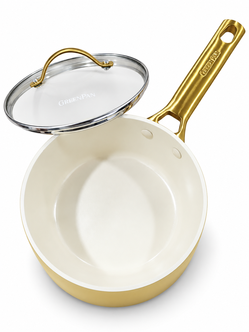 GreenPan Padova Reserve Sunshine 18 cm Kapaklı Sos Tenceresi Thermolon™ Seramik Yüzey | PFAS, PFOA ve PTFE İçermez |