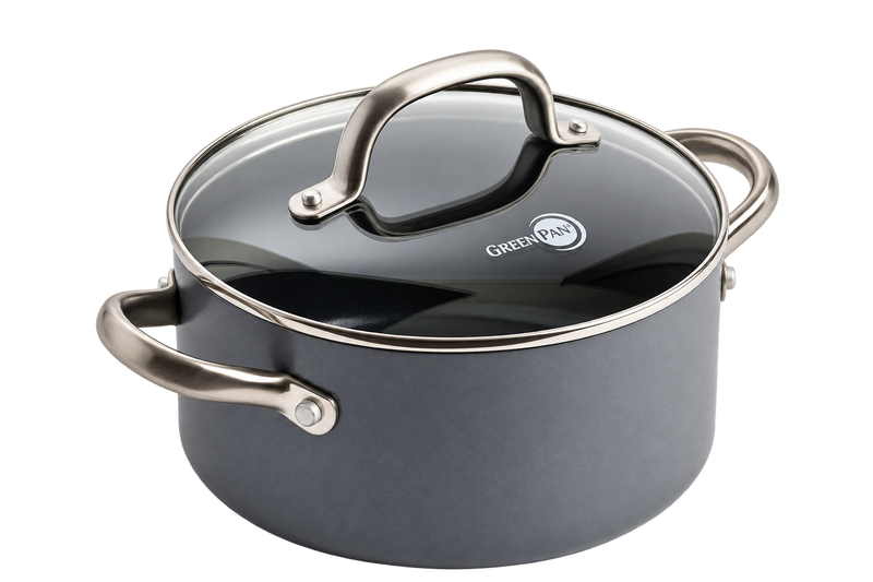 GreenPan Mayflower Pro 24 cm Cam Kapaklı Derin Tencere 5,7 LT Thermolon™ Seramik Yüzey | PFAS, PFOA ve PTFE İçermez | İndüksiyon Uyumlu