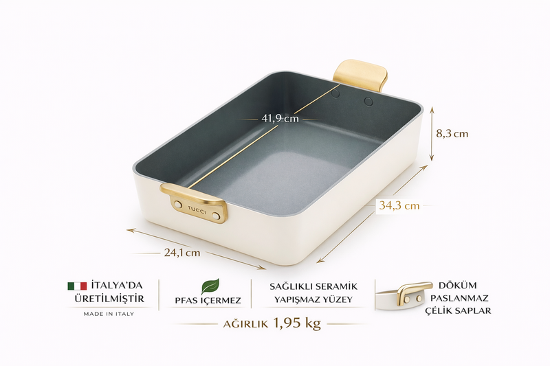 GreenPan Stanley Tucci™ Thermolon™ Yüzey 34 cm Lasanya Tepsisi – Krem