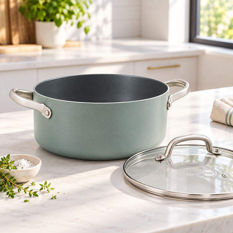 GreenPan Mayflower 24 cm Derin Tencere 5,7 L | Thermolon™ Seramik, İndüksiyon Uyumlu