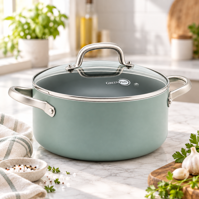 GreenPan Mayflower 24 cm Derin Tencere 5,7 L | Thermolon™ Seramik, İndüksiyon Uyumlu