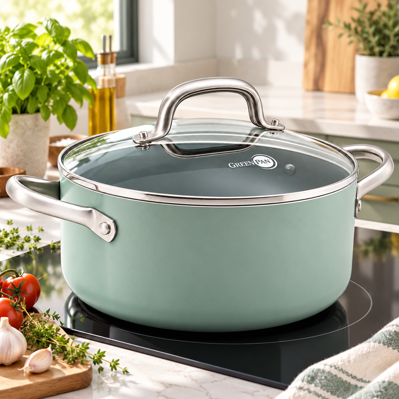 GreenPan Mayflower 24 cm Derin Tencere 5,7 L | Thermolon™ Seramik, İndüksiyon Uyumlu