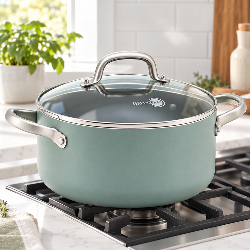 GreenPan Mayflower 24 cm Derin Tencere 5,7 L | Thermolon™ Seramik, İndüksiyon Uyumlu