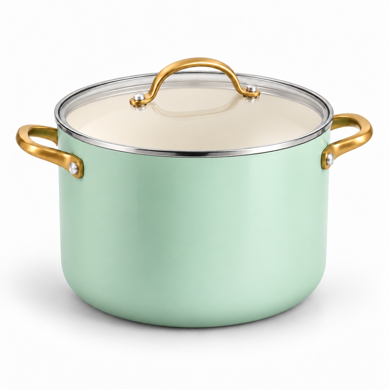 GreenPan Padova Mint 24 cm Makarna Süzgeçli Cam Kapak Derin Tencere 7,2 L Thermolon™ Seramik Yüzey | PFAS, PFOA ve PTFE İçermez |
