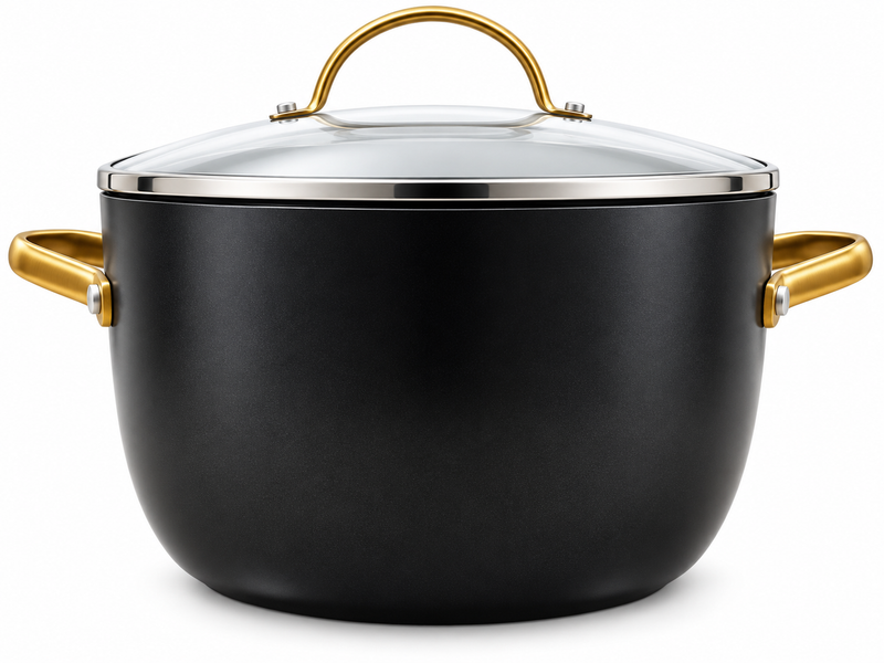 GreenPan Padova Siyah 24 cm Cam Kapaklı Derin Tencere 5,2 L Thermolon™ Seramik Yüzey | PFAS, PFOA ve PTFE İçermez | İndüksiyon Uyumlu