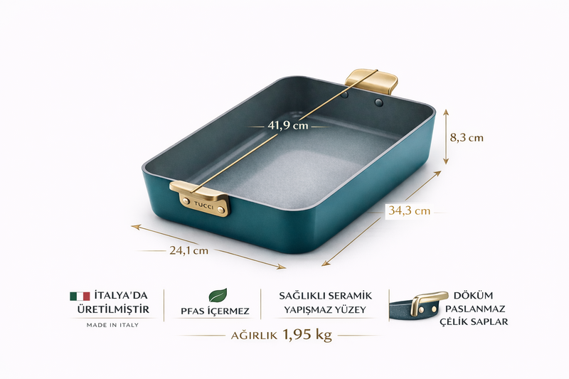 GreenPan Stanley Tucci™ Thermolon™ Yüzey 34 cm Lasanya Tepsisi – Turkuaz