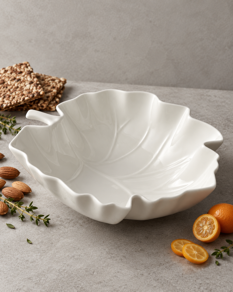 Be Original Pera Leaf | Porselen Yaprak Formlu Servis Kase Seti | 15 cm, 20 cm, 26 cm, 31 cm