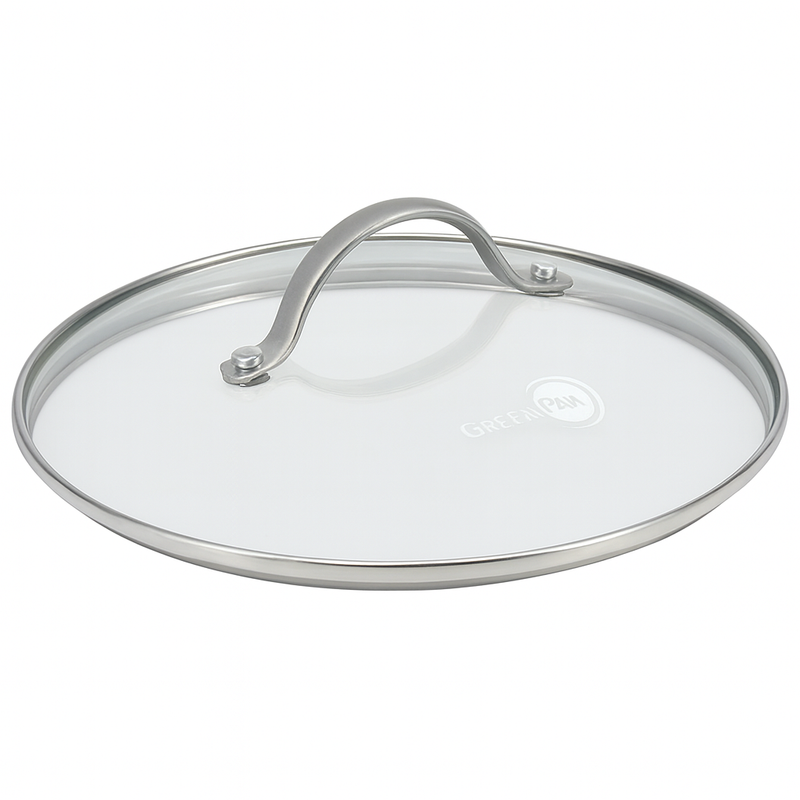 GreenPan 26 cm Evrensel Temperli Cam Kapak | Paslanmaz Çelik Sap | 220°C Fırın Uyumlu | 26 cm Tencere ve Tavalarla Uyumlu Cam Kapak