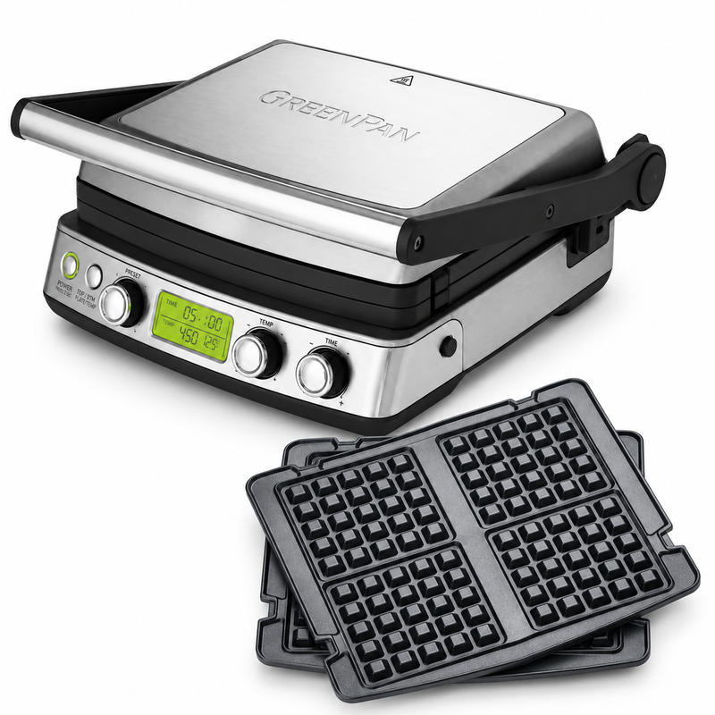 Greenpan Elite Grill Tost Makinesi Çelik + Waffle Plakası Seti