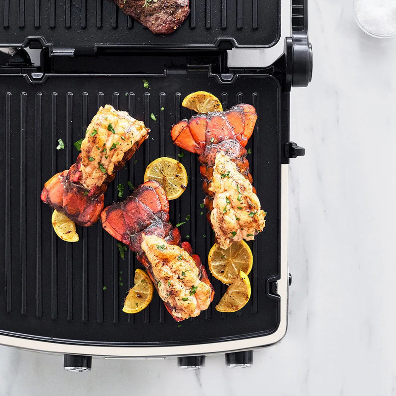 GreenPan Elite Grill Tost Makinesi Krem | 7’si 1 Arada | PFAS İçermeyen Thermolon™ Volt Seramik Yüzey | LCD Ekran | Çift Bölgeli Isıtma | 2200 W
