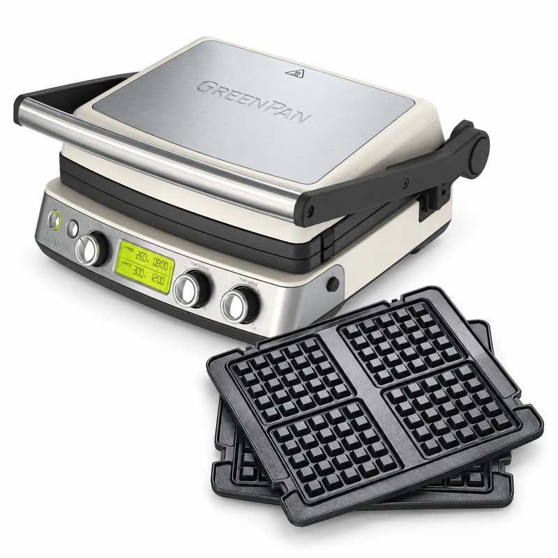 Greenpan Elite Grill Tost Makinesi Krem + Waffle Plakası Seti