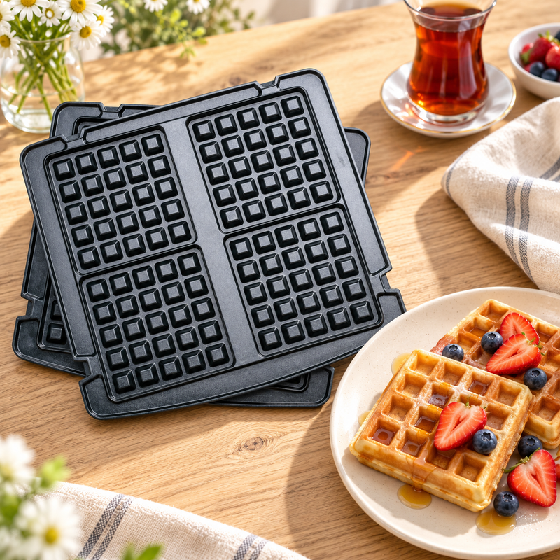 GreenPan Elite Grill Tost Makinesi Siyah + Waffle Plakası Seti – 2200 W, Thermolon™ Volt Seramik Yüzey