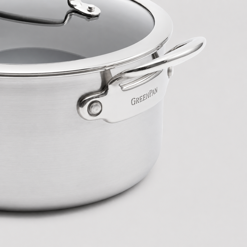GreenPan Premiere Pro 5-Ply Paslanmaz Çelik Cam Kapaklı Derin Tencere 16 cm 1.58 L