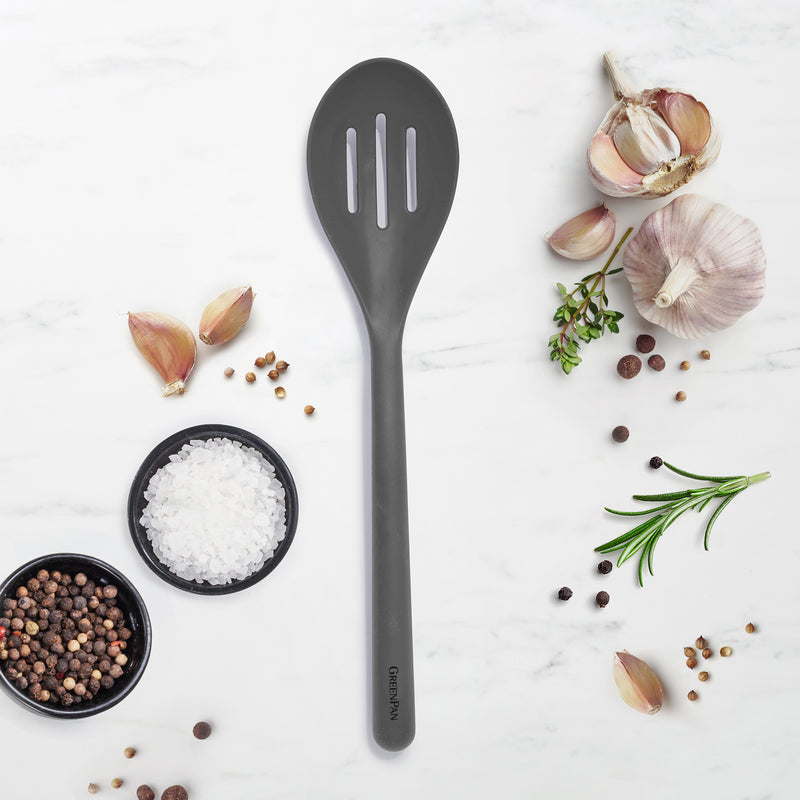 GreenPan Silikon Delikli Kaşık Gri | Platinum Silicone | BPA İçermez | 200°C Isıya Dayanıklı |