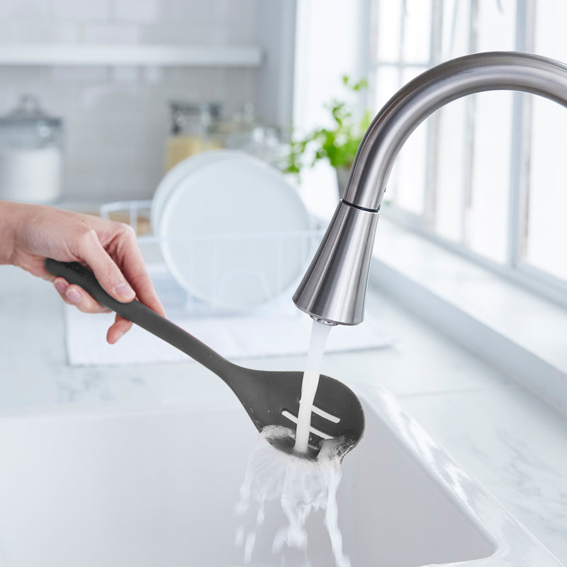 GreenPan Silikon Delikli Kaşık Gri | Platinum Silicone | BPA İçermez | 200°C Isıya Dayanıklı |