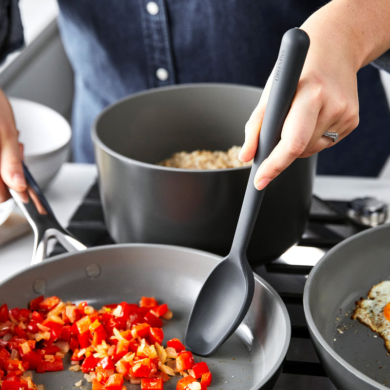 GreenPan Silikon Kaşık Gri | Platinum Silicone | BPA İçermez | 200°C Isıya Dayanıklı |
