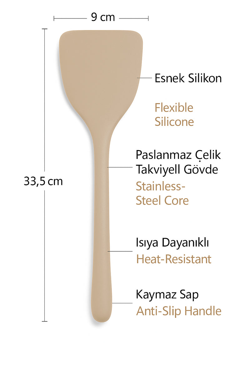 GreenPan Silikon Lasanya Spatula Bej | Platinum Silicone | BPA İçermez | 200°C Isıya Dayanıklı |