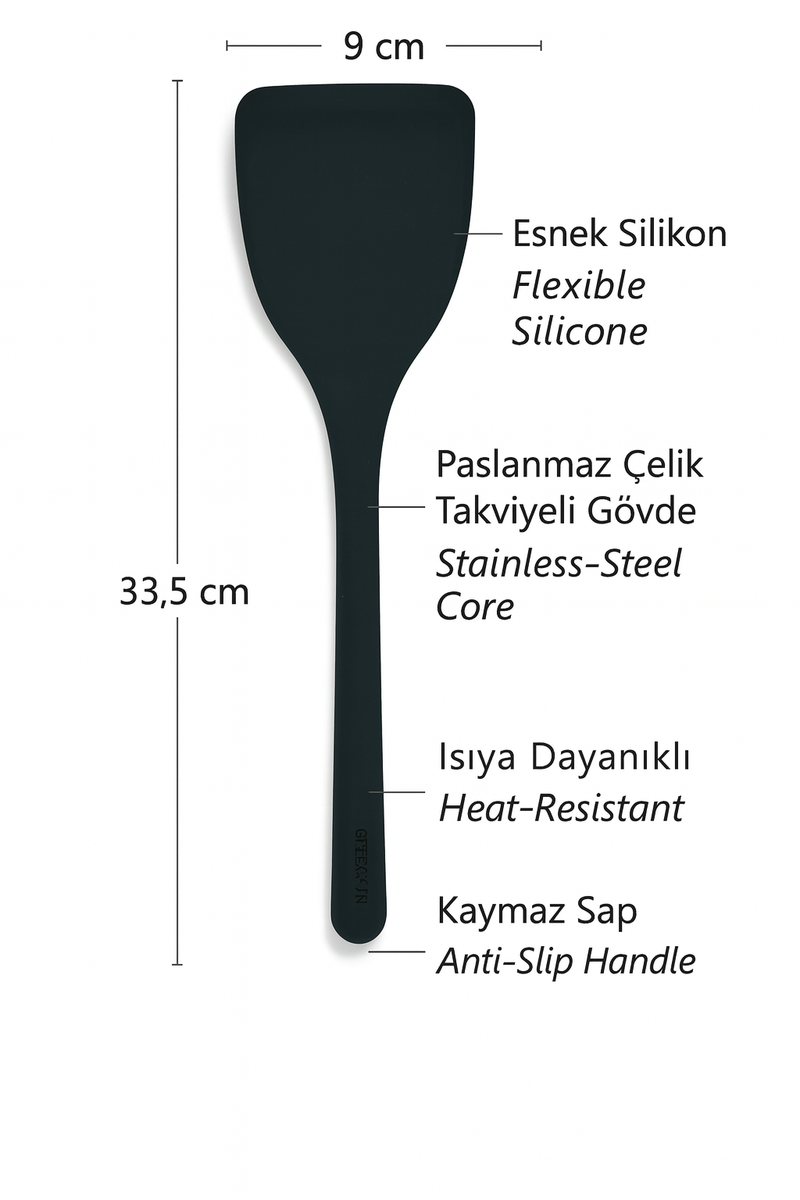 GreenPan Silikon Lasanya Spatula Siyah | Platinum Silicone | BPA İçermez | 200°C Isıya Dayanıklı |