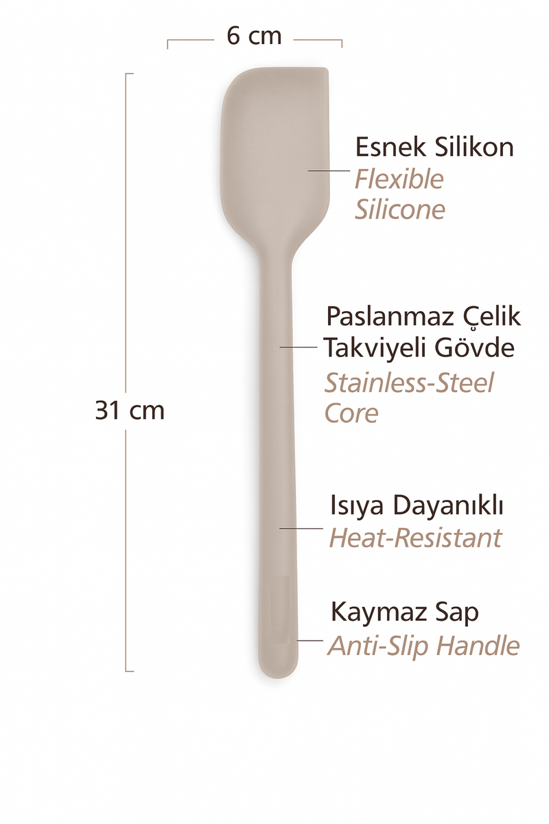 GreenPan Silikon Spatula Bej | Platinum Silicone | BPA İçermez | 200°C Isıya Dayanıklı |