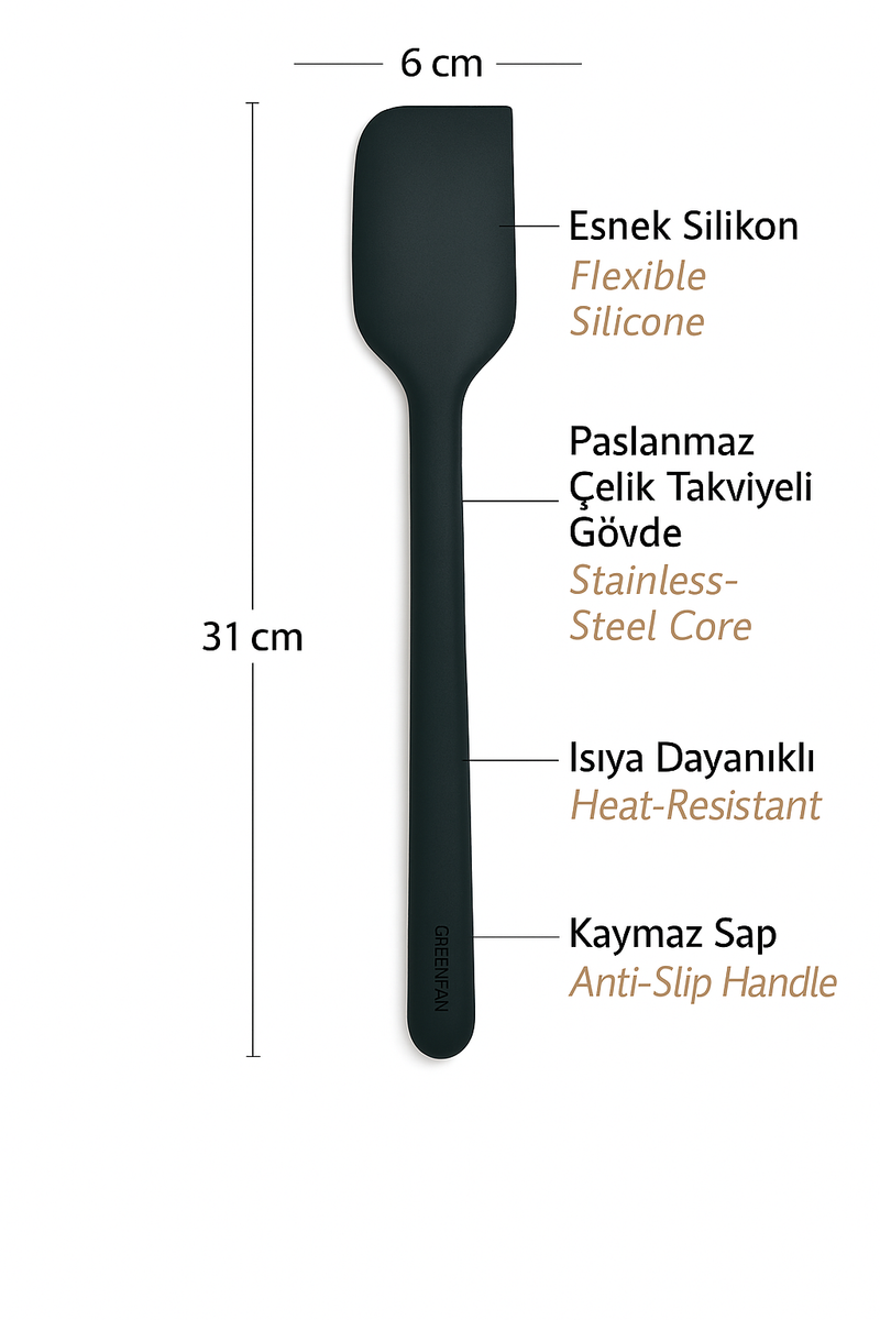 GreenPan Silikon Spatula – Mat Siyah Platinum Silicone (Platin silikon) BPA İçermez