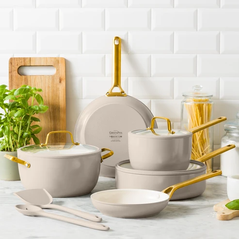 GreenPan Padova Reserve Pro Taupe 14 Parça Tencere ve Tava Seti | Thermolon™ 9G Seramik Yüzey | İndüksiyon Uyumlu