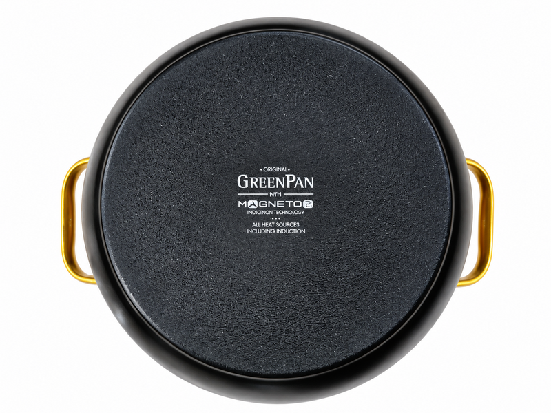 GreenPan Padova Siyah 24 cm Cam Kapaklı Derin Tencere 5,2 L Thermolon™ Seramik Yüzey | PFAS, PFOA ve PTFE İçermez | İndüksiyon Uyumlu