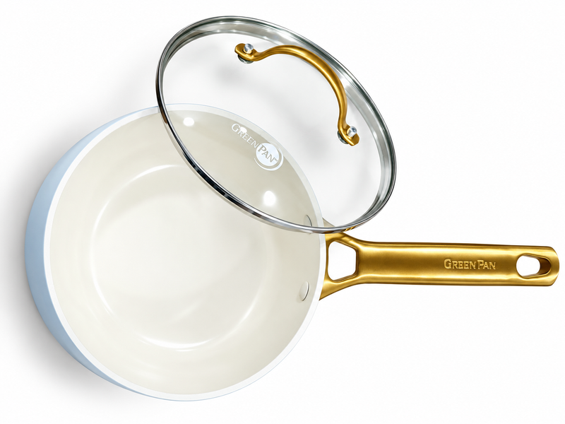 GreenPan Padova Açık Mavi 18 cm Kapaklı Sos Tenceresi Thermolon™ Seramik Yüzey | PFAS, PFOA ve PTFE İçermez | İndüksiyon Uyumlu |