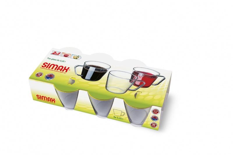 Simax Luna 6’lı 200 ml Borosilikat Cam Kupa Seti | Çay ve Kahve Kupası