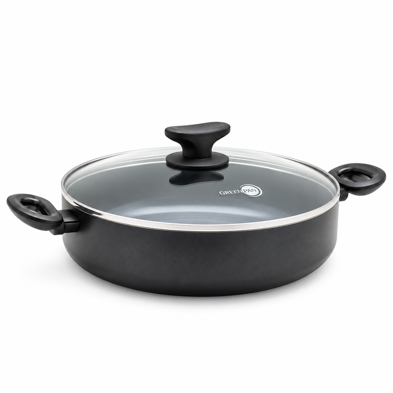GreenPan Torino 3 Parça Tencere ve Tava Seti | 24 cm Tava + 24 cm Kapaklı Basık Pilav Tenceresi 2,91 L | Thermolon™ Seramik Yüzey | PFAS, PFOA ve PTFE İçermez